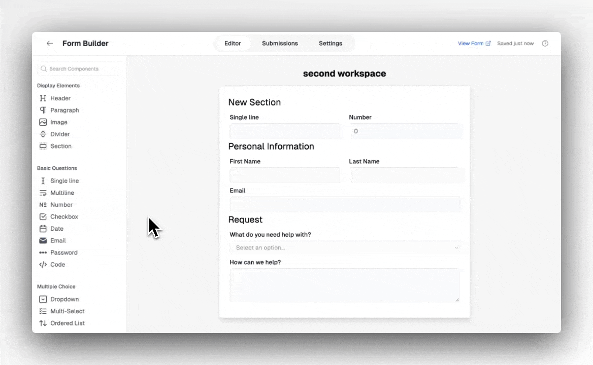 Editing a question to update its settings