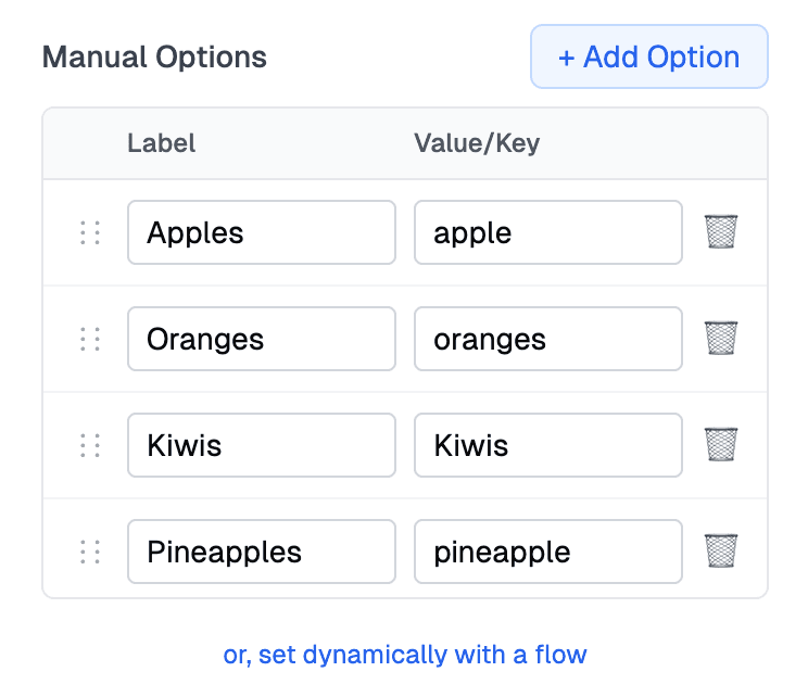 Options flow configuration example