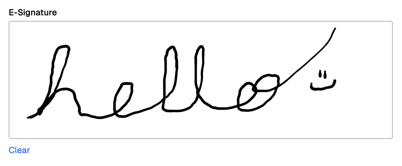 E-signature examples showing signature pad interface